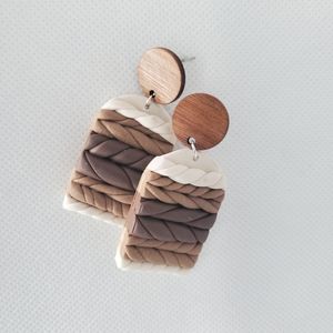 Handmade Clay Earrings Neutral Braids